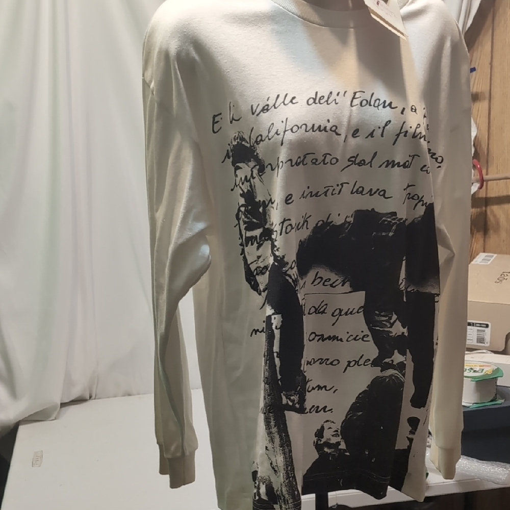 Women's Aileen Sport White Graphic Cotton Long Sleeve T-shirt Size Large NWT